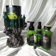 BATH BODY WORKS DISNEY VILLAINS MALEFICENT BATH SET W/PEDESTAL, 3 WICK CANDLE