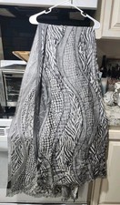 Large Pashmina Scarf Warp Shawl Grey Black Animal Wool Blend Soft Stylish