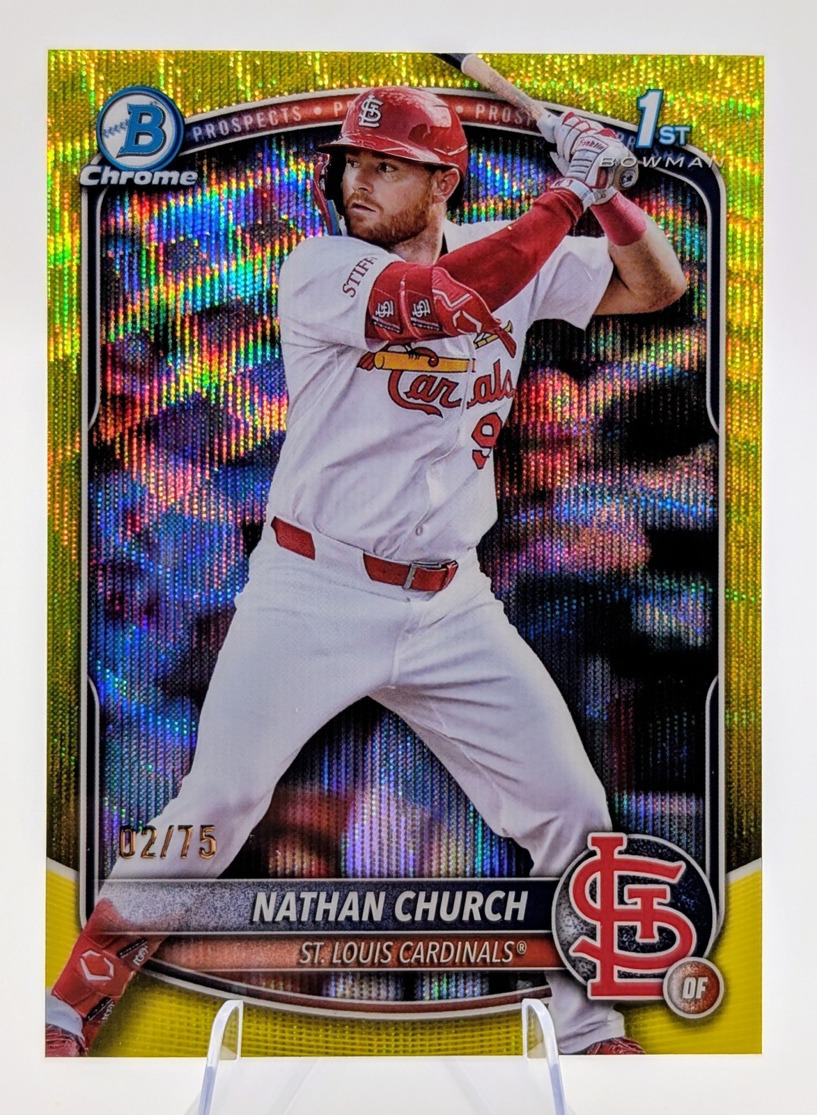 2025 Bowman Chrome Yellow Wave Refractor #BCP-192 Nathan Church /75