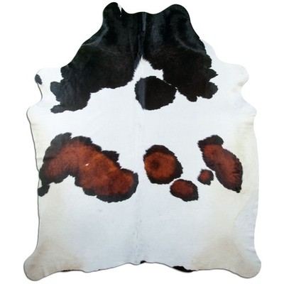 Premium cowhide carpet XXL cowhide L240 x W210 cm black red-brown white k351