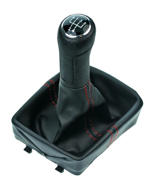 Schaltsack FüR Vw Polo 9N Schaltknauf Bj. 2001-2009 Gti Look Rot 5 Gang Rahmen-image
