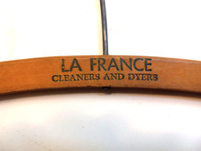 Vintage Wood Coat Hanger Advertisement La France Cleaners  Dyers Franklin Ave