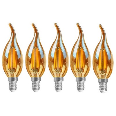 LED C35 Flame Candle Light Bulb 4W E12 Amber Glass Decor Lamps