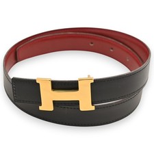 Auth HERMES Constance H Belt Black Red he7826ht