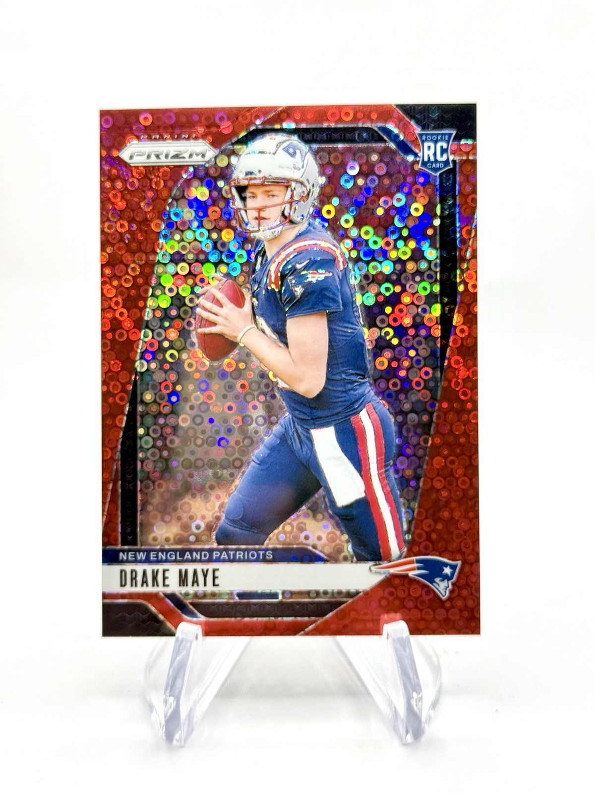 Drake Maye 01/75! 🔴 RED DISCO NO HUDDLE PRIZM 2024 Panini Prizm #329 Rookie