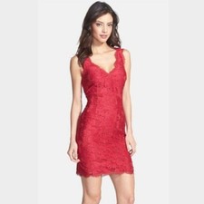 ADRIANNA PAPELL  Women's V-Neck Sleeveless Lace Floral Dress Size 6