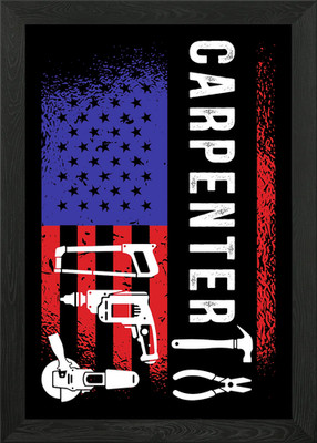 Gerahmtes Wandbild Poster Leinwanddruck Bild Zimmermann amerikanische Flagge