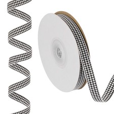 25 Yards x 0.4" Plaid Ribbon, Black White Gingham Ribbon Wrapping