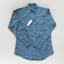 NWT Wrangler Western Men s Blue Pearl Snap Button Down Patterned Shirt - Size M