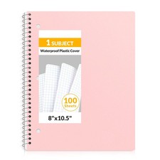 Graph Ruled Spiral Notebook, 100 Sheets, Portable, Home, Pink