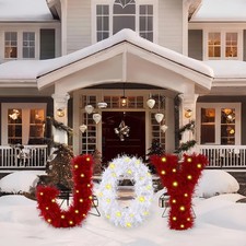 Christmas Joy Yard Sign Decoration, Lighted Red and White Joy Christmas Outdoor