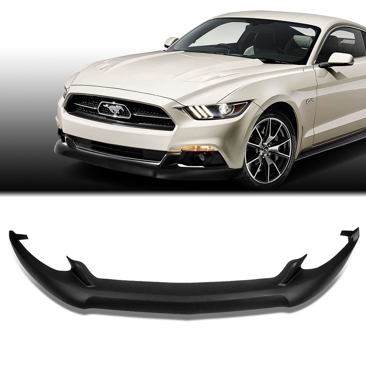 SCITOO 3-Piece Front Bumper Lip – Glossy Black ABS For 2015-2017 Ford Mustang