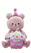  Cute Bear with Cake Birthday Foil Balloon Party Decoration Helium / Air
