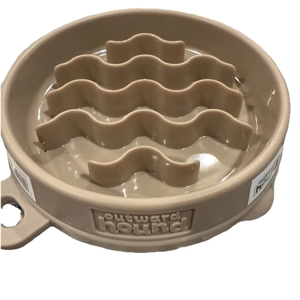 Cuenco alimentador lento - ondulado, pequeño/pequeño 3/4 taza húmedo/seco. Beige. Rosa o como nuevo Foto 4 de 4