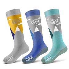 Merino Wool Ski Socks for Medium Dust Gray, Blue Mountains, Woodland Green