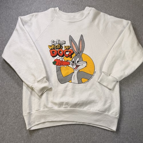 Vintage 1986 Bugs Bunny Six Flags Sweatshirt Tee Jays USA weiß Large (Damen M) - Bild 2 von 8