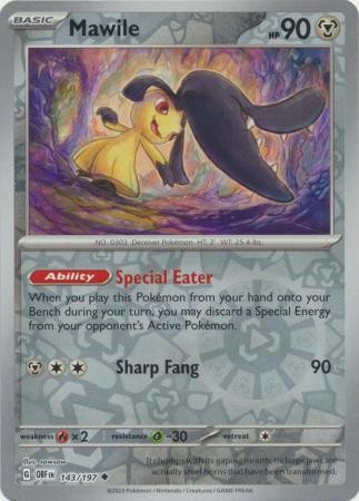 MAWILE 143/197 OBSIDIAN FLAMES POKEMON (REVERSE HOLO, NM) - Bild 1 von 1