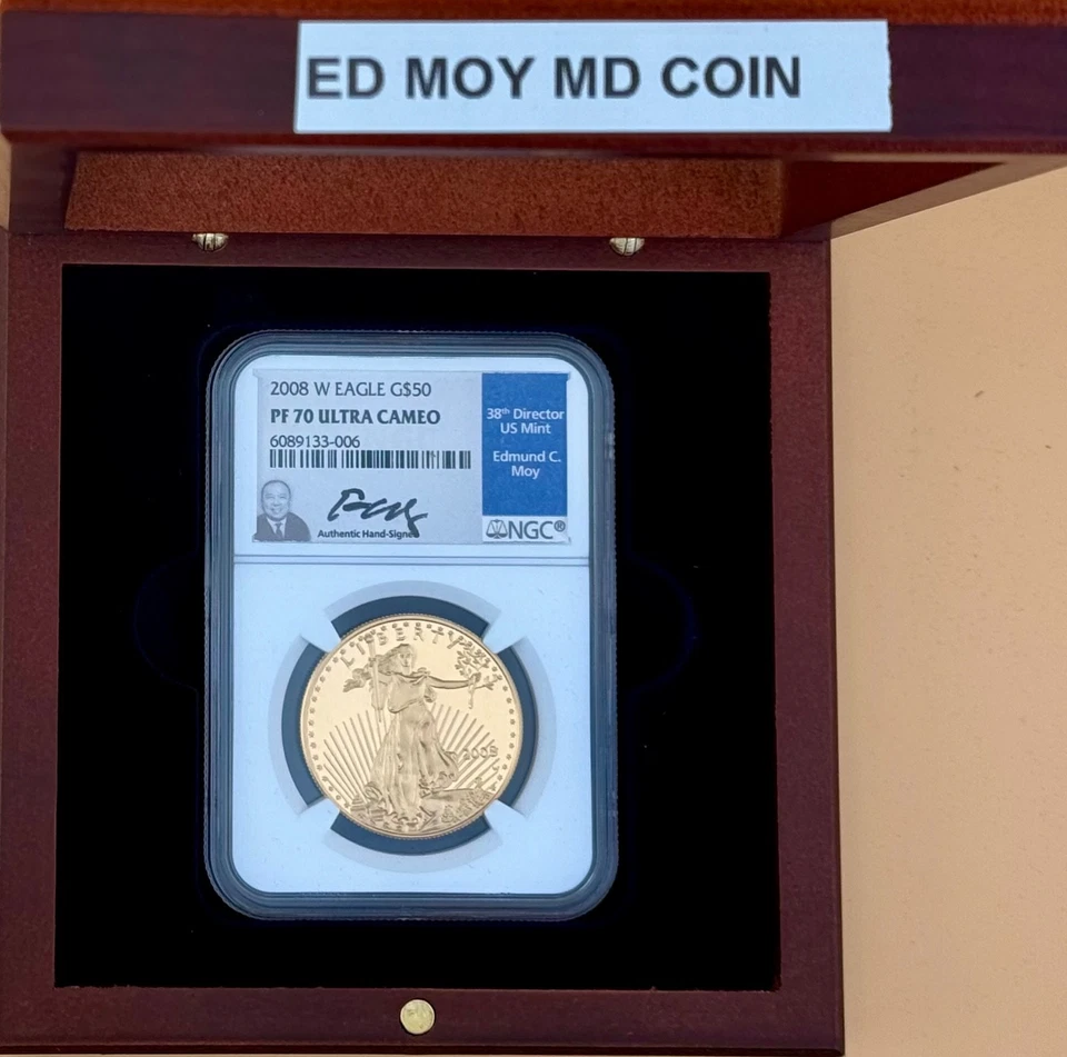 American Gold Eagle 2008-W $50 NGC PF 70 firmado por Ed Moy Foto 2 de 4