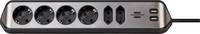 Brennenstuhl 1153590610 2m 6 socket s internal AC angle IP20 black silver