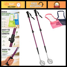 2-Pack Adjustable Sand Sifter with Mesh Bag  Beach Scoop for Seashells  Sea Gl