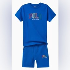 Polo Ralph Lauren Boys Royal Blue Logo Tee Shorts Set Size Small