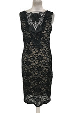 Quiz Women's Pencil Dress Size L Black Mix Body Con Lace PU Trim Sequins Used