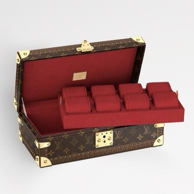 Louis Vuitton Monogram Watch Storage Box Case Brown/Red Interior 8 Slots