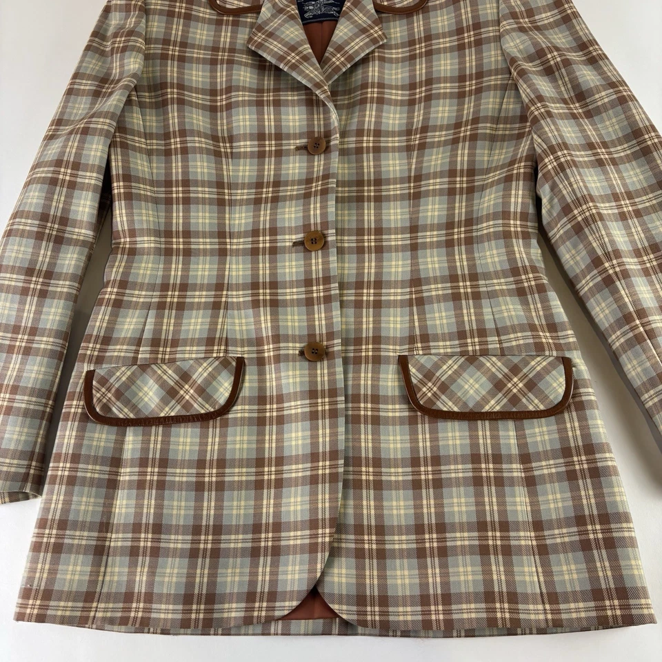 Blazer vintage Burberry para mujer 6 cuadros lana tweed chaqueta hecha en EE. UU. Foto 2 de 4