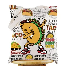Funny Taco Tote Bag Taco Lover Gift Mexican Food Reusable Grocery Bag Tortill...