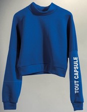 Womens Crop Top Fleece Plain Sweatshirt Ladies Cropped Top Sleeves Sweater