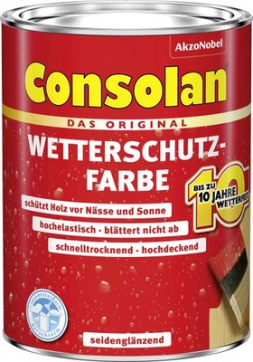 Consolan Wetterschutz-Farbe Holz 2,5 L schwedenrot Holzdeckfarbe deckend