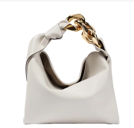 JW Anderson Hobo White Leather Bag with Gold Hardware Made In Italy
