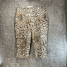 Chico's Pull On Capri Pants 1, 8 Animal Print Tummy Control Casual Vacation