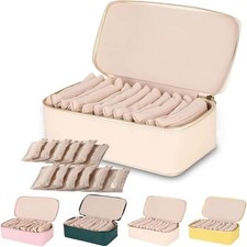 Travel Jewelry Box PU Leather 12 Zipper Pouches Large Capacity Organizer Case
