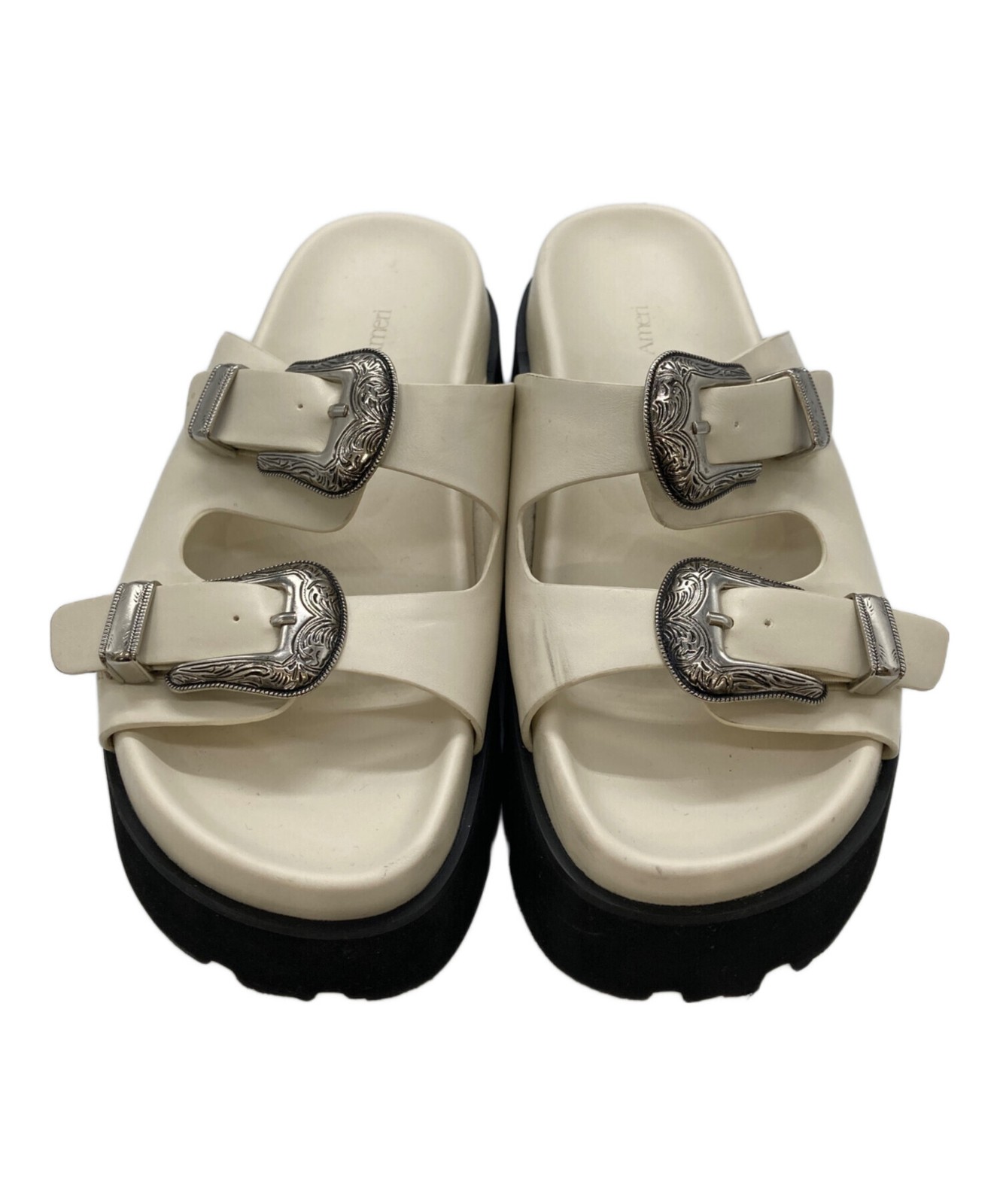 Ameri MEDI WESTERN BUCKLE SANDALS/ White/ Size: M - image 2