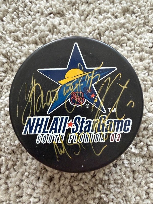 Martin St. Louis / Dany Heatley Khabibulin Autographed Signed 2003 All Star Puck