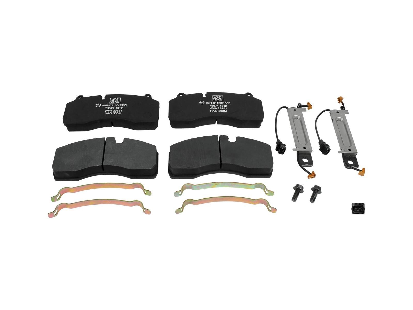 Kit plaquettes de frein DT Spare Parts 2.94099 avec témoins d'usure pour essieu de camion