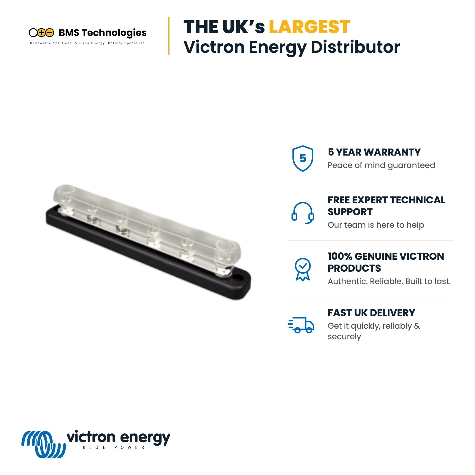 Victron Energy Busbar 150A 6P + cover - VBB115060020
