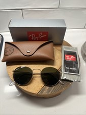 Ray-Ban RB3447 Round Metal 145 3N Sunglasses With Case Box And Cleaning Cloth