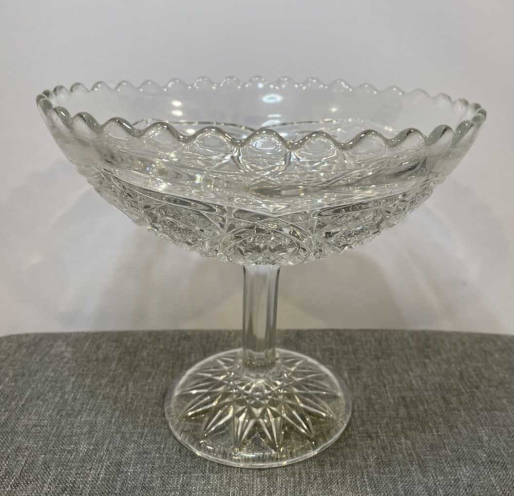 Antique Compote EAPG 1908 - John B Higbee Glass Co - 7”T X 8”Diameter - REXFORD