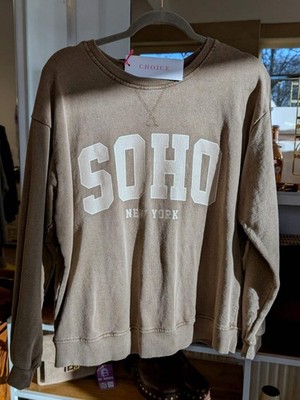 Sweatshirt SOHO New York Fango Sandgrau mit Beige aus Baumwolle One Size - von C