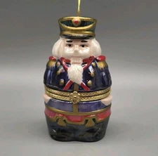 Mr. Christmas Nutcracker Hinged Porcelain Music Trinket Box Ornament Works Great