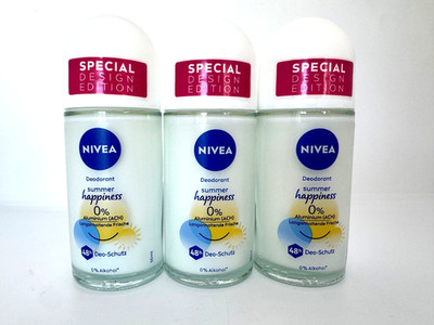 Nivea deodorant SUMMER HAPPINESS roll-on 0% Aluminum -3 PACK -FREE SHIPPING