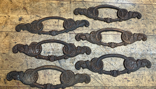 6 Vintage Oak Pressed Wood Appliques
