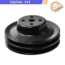 Water Pump Pulley 2 Groove Black Steel For 1965-1969 Ford Sbf 260 289 302 351w