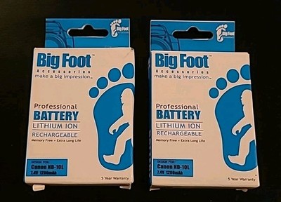 SET OF 2 Big Foot Accessories Professional Rechargeable Battery For Canon NB-10L