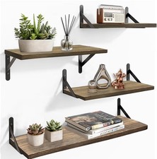 Scaffali Galleggianti Rustici in Legno Set di 4 - Portaoggetti da Parete per Cucina,...