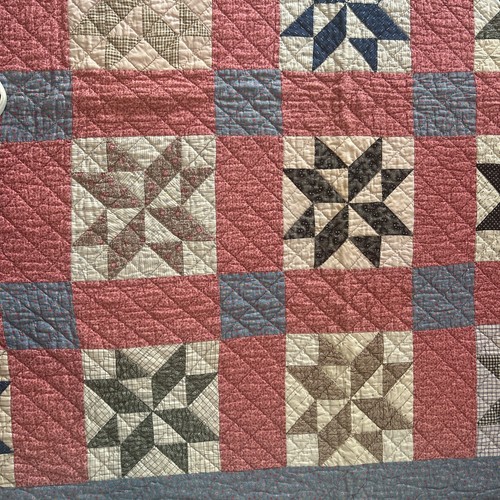 Antique 1900s Ohio Star Quilt Handmade Hand Stitched 81"X66" EXC - Picture 9 of 23