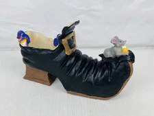 Witches Boot Shoe Candle Holder Mini Planter Dish Halloween Spiders Mouse 9”
