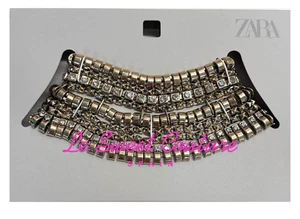 ZARA WOMAN NWT SS26 METAL RHINESTONE CHOKER NECKLACE AGED GOLD 4548/239/970